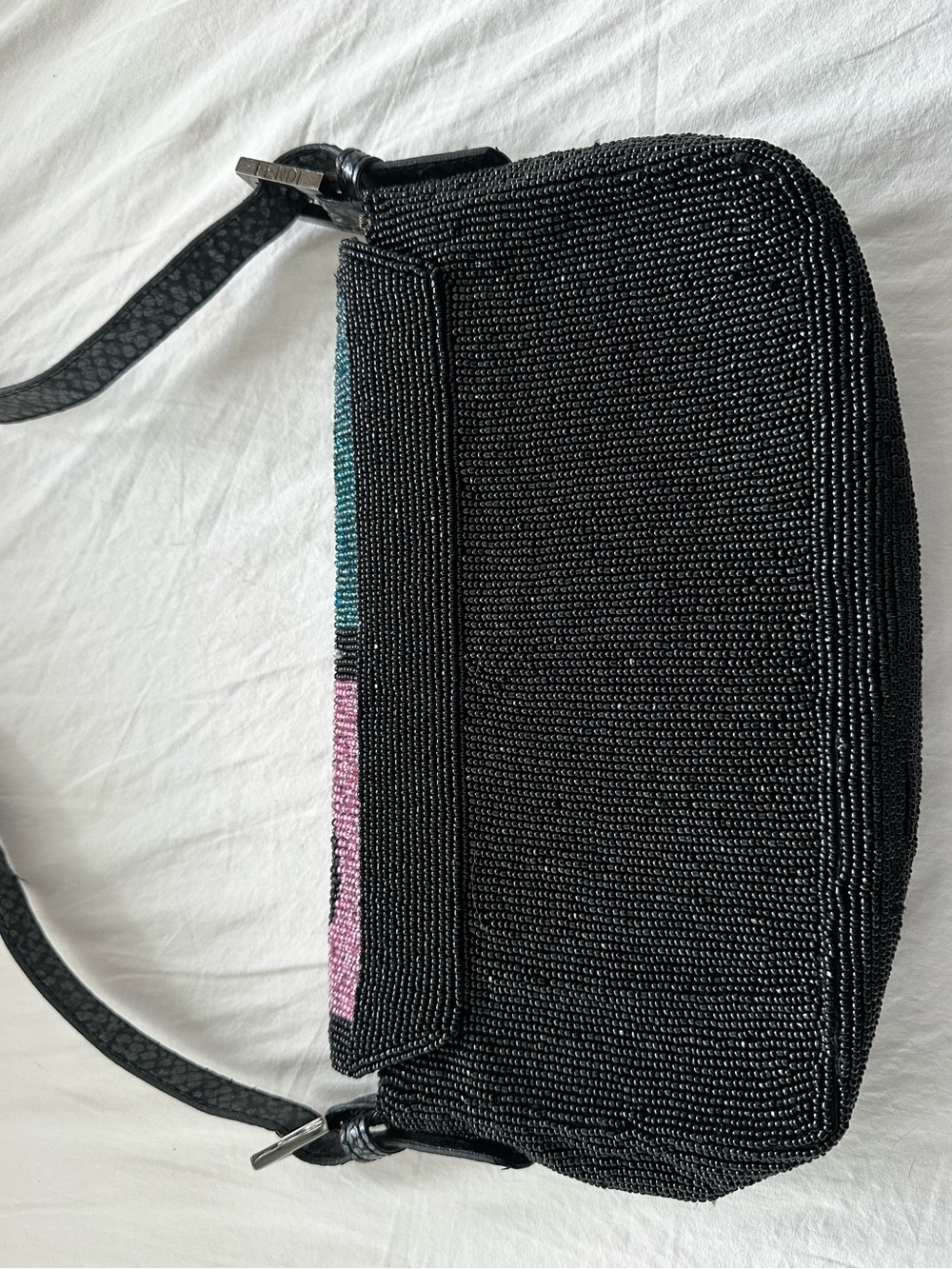 SOLD ❤️ Fendi Zucca FF Lizard-Trim Beaded Baguette - Picture 4 of 16